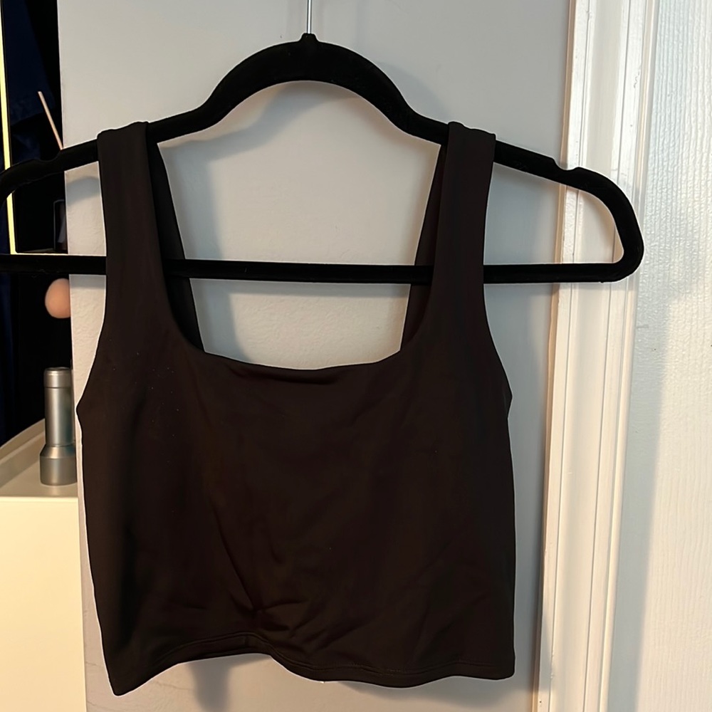 Black crop top from the Body Contour Collection of Express